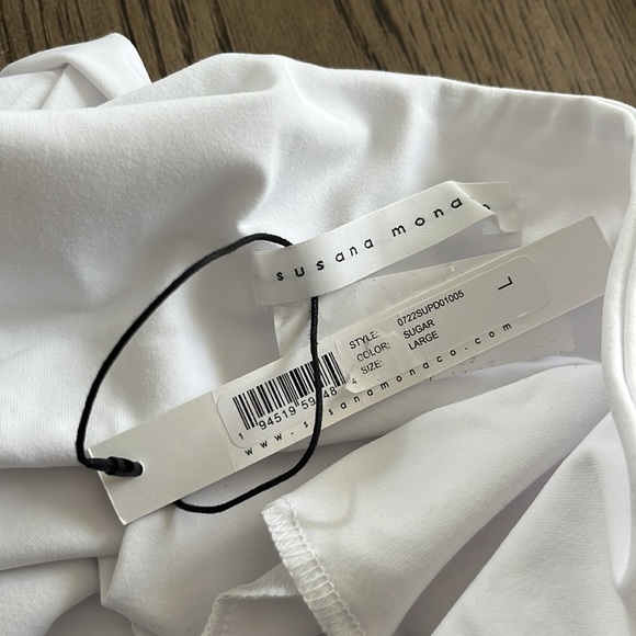 Susana Monaco One Arm Midi Dress Sugar White Large NWT - Picture 5 of 6